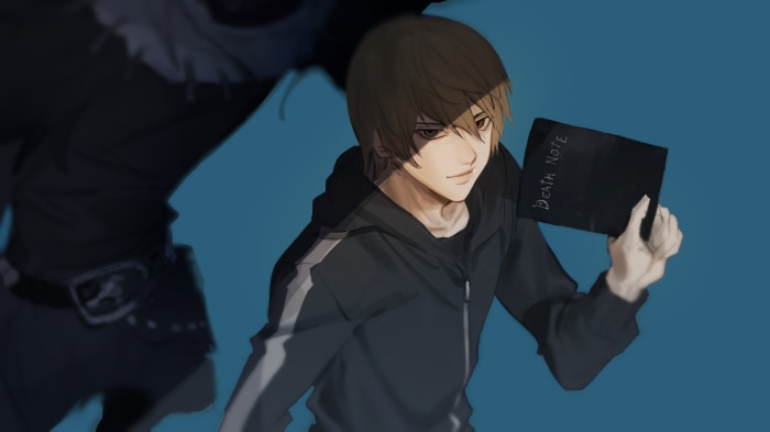 Light Yagami from Death Note holding the Death Note