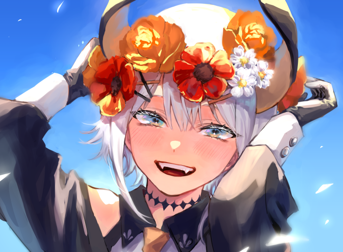 Levi Elipha from Nijisanji wearing a flower crown