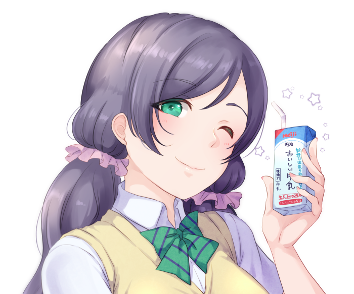 Nozomi Tojo from Love Live! holding a milk carton