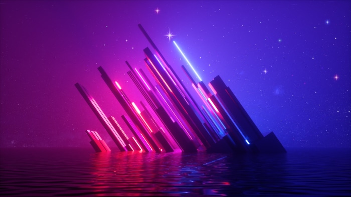 Abstract Geometric Shapes in Neon Light 4K