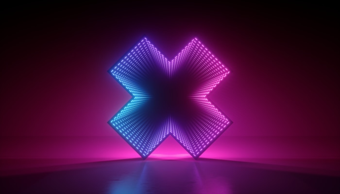 Abstract neon X shape in 4K