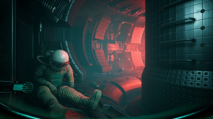 Astronaut in a spaceship interior