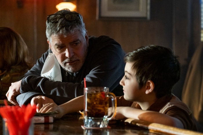George Clooney and boy in The Tender Bar