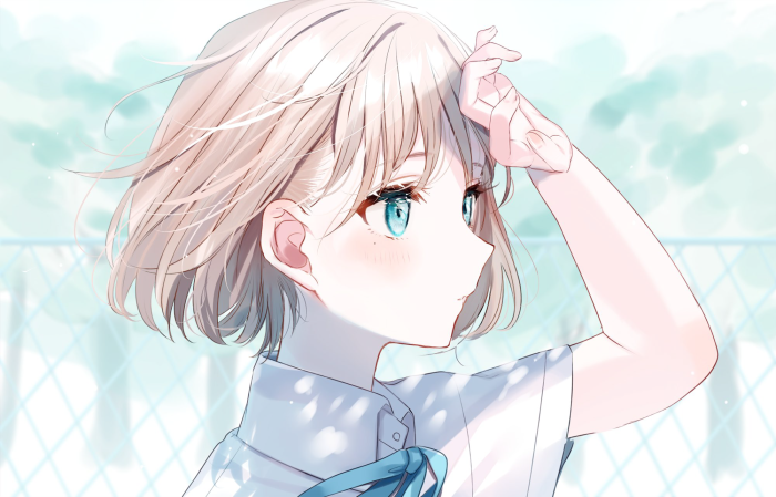 Girl with Aqua Eyes and Short Hair