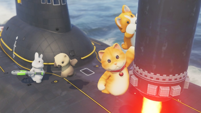 Party Animals characters on a submarine
