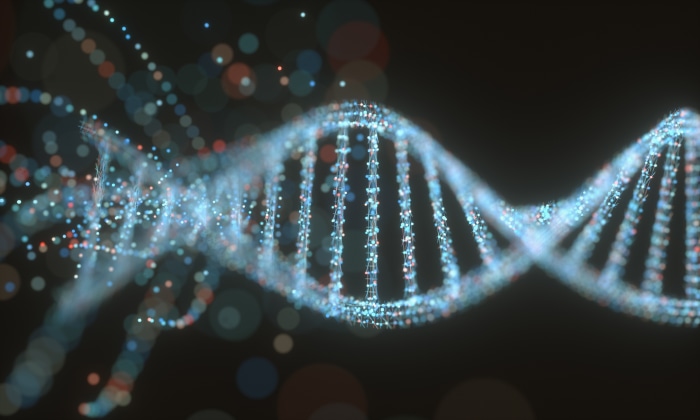 Abstract DNA Structure with Particles