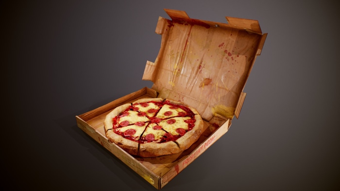 Pepperoni Pizza in a Cardboard Box
