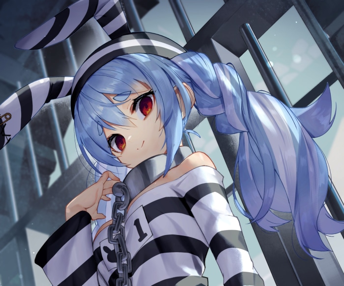 Usada Pekora from Hololive in prison uniform