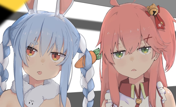 Sakura Miko and Usada Pekora from Hololive