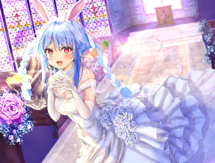 Usada Pekora as a Bride in a Church