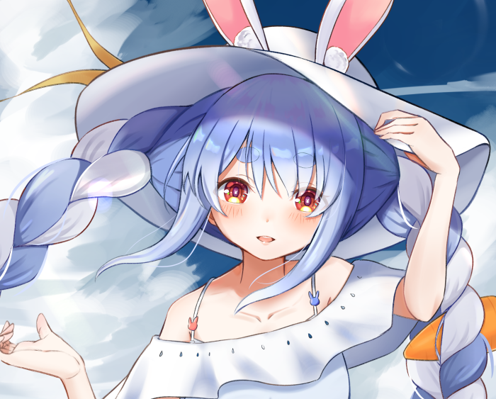 Usada Pekora from Hololive wearing a sun hat