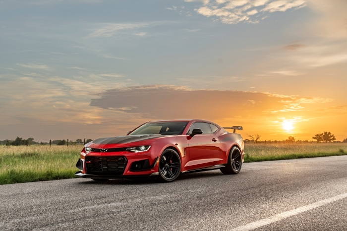 Red Chevrolet Camaro ZL1 Supercar at Sunset