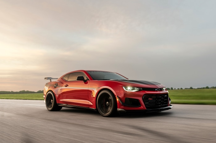 Red Chevrolet Camaro ZL1 Muscle Car Driving