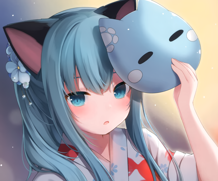 Nekoha Shizuku Anime Girl Holding Mask