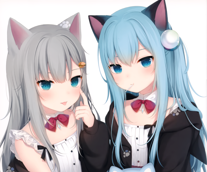 Two anime girls with cat ears