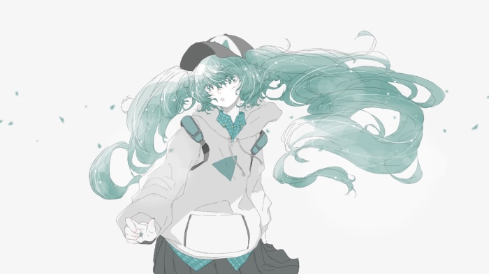 Hatsune Miku from Vocaloid wearing a cap