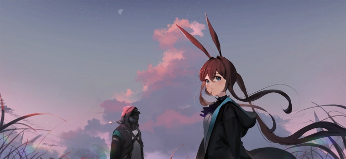Amiya and Doctor from Arknights in a field
