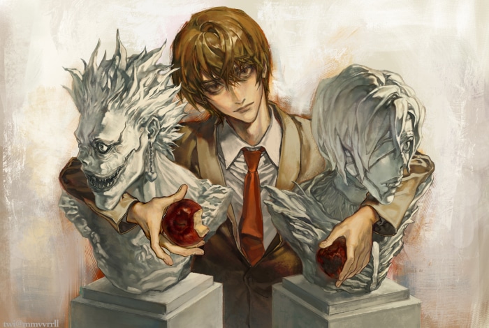 Light Yagami with Ryuk and Rem busts from Death Note