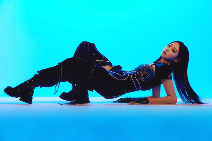 Giselle from Aespa lying down