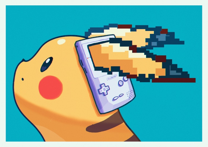 Pikachu from Pokémon with Game Boy