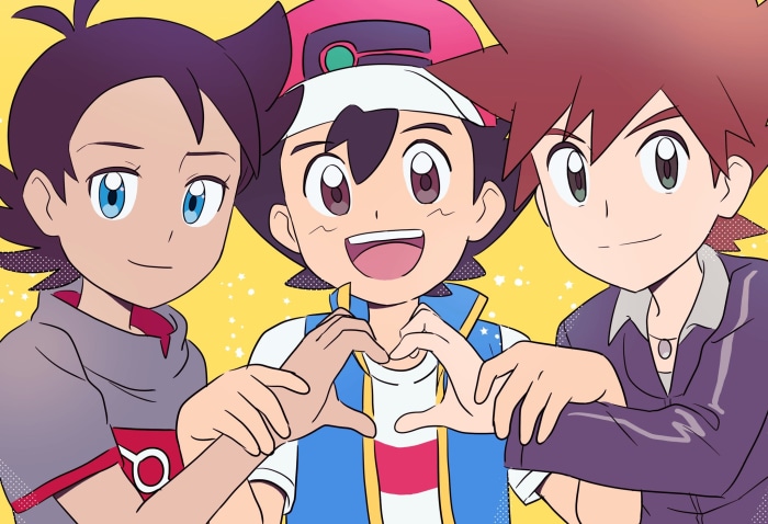Ash, Goh, and Gary Oak from Pokemon