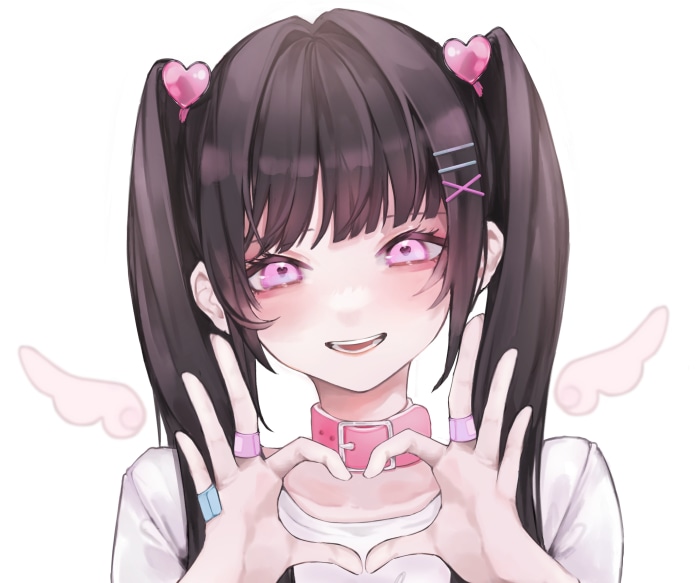 Girl with Twintails and Pink Heart Accessories