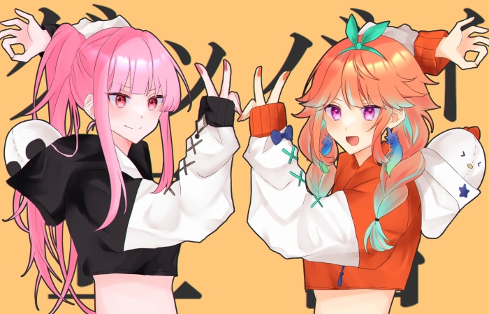 Mori Calliope and Takanashi Kiara from Hololive