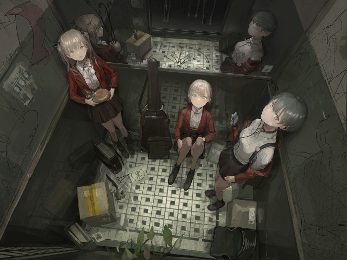 Girls in an elevator