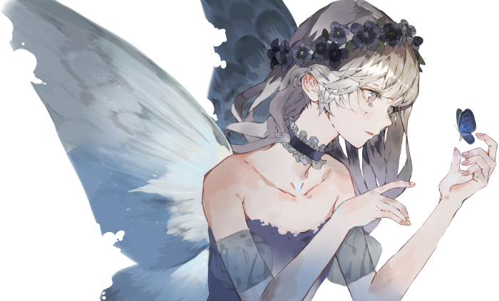 Fairy girl with butterfly and wings