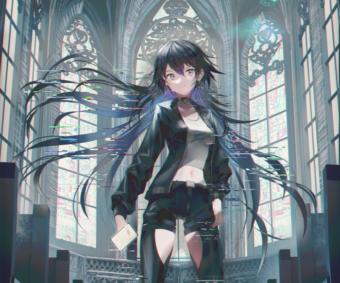 Girl with Glitch Effect in Church