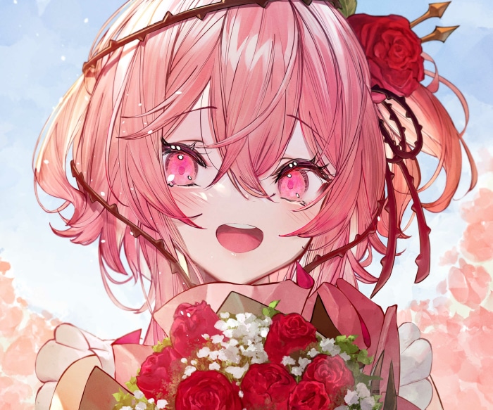 Rosemi Lovelock from Nijisanji holding roses