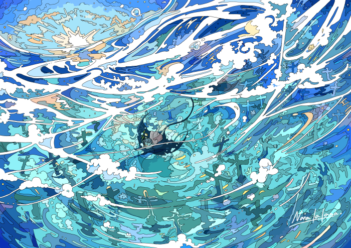 Underwater Graveyard with a Figure