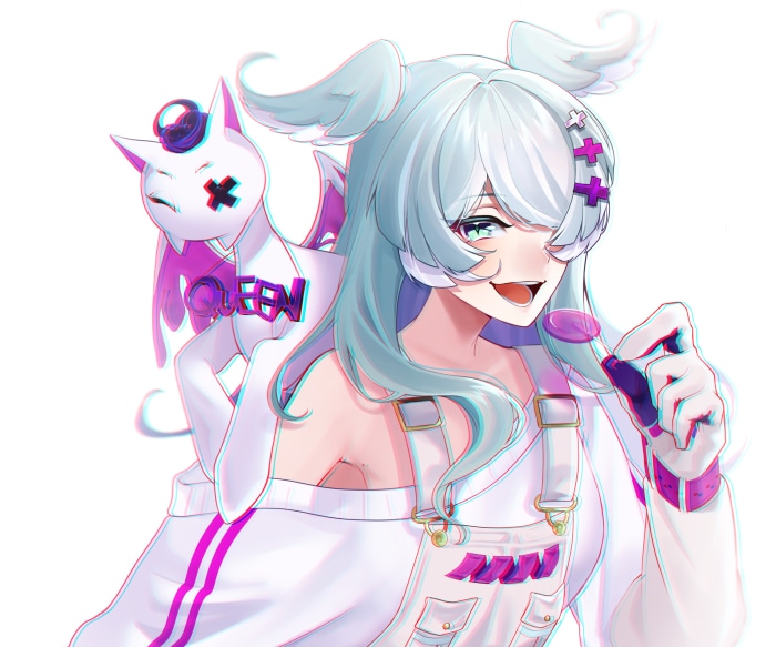 Elira Pendora from Nijisanji with a cat-like creature