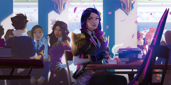 Caitlyn from League of Legends in a classroom
