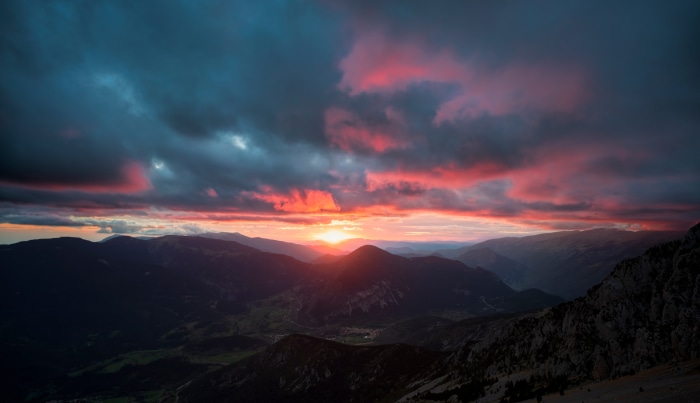 Sunrise over mountains in Spain