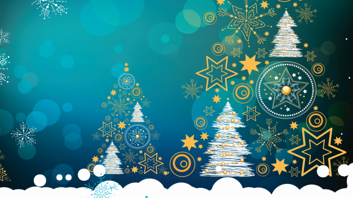 Christmas Trees with Snowflakes and Stars