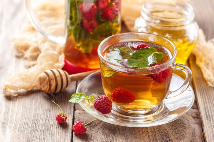 Raspberry Mint Tea with Honey
