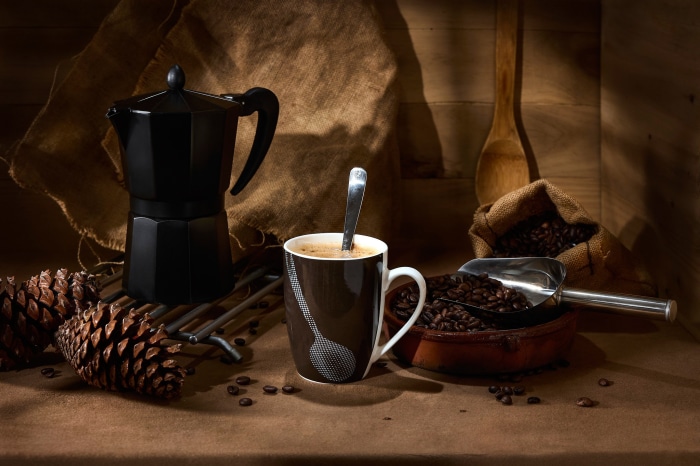 Still life with coffee and coffee beans