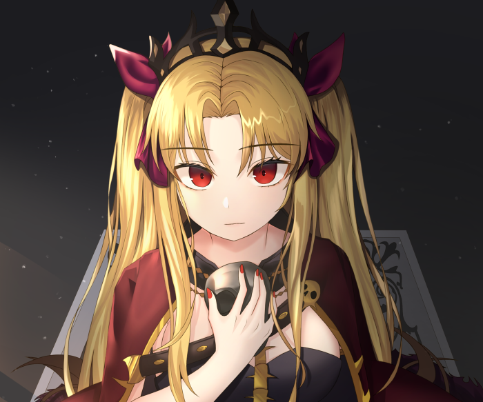 Ereshkigal from Fate/Grand Order holding a mask