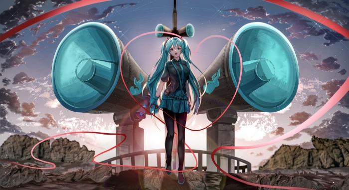 Hatsune Miku from Vocaloid with Megaphones