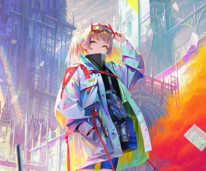 Girl in futuristic city 4K