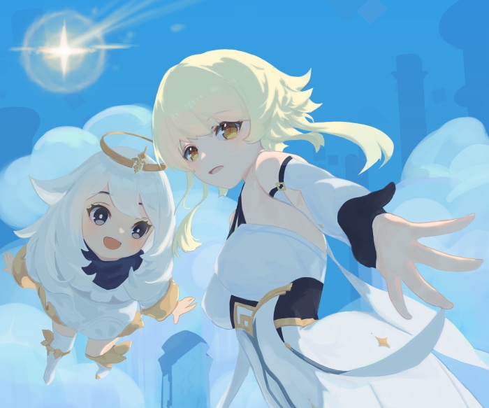 Lumine and Paimon from Genshin Impact