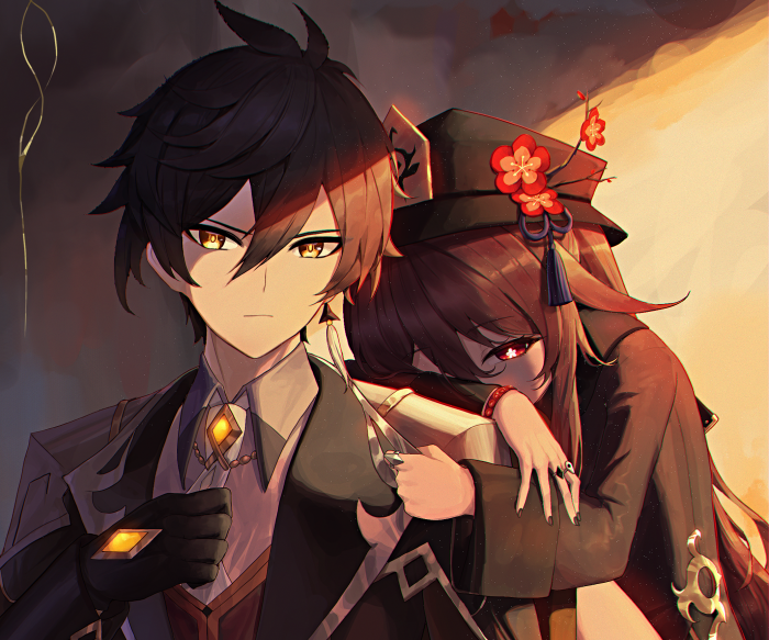 Zhongli and Hu Tao from Genshin Impact