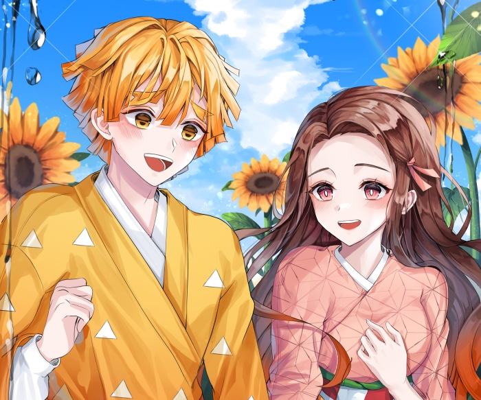 Nezuko Kamado and Zenitsu Agatsuma from Demon Slayer