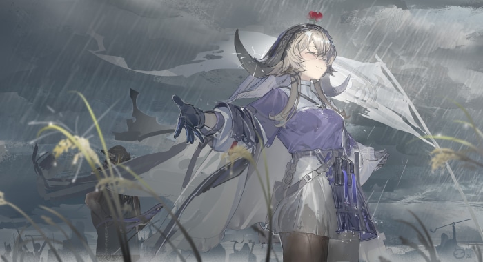 Pallas from Arknights in the rain