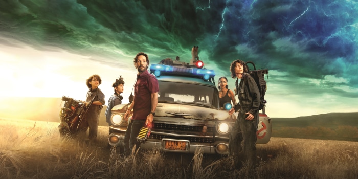 Ghostbusters: Afterlife Poster with Paul Rudd, Mckenna Grace, Finn Wolfhard