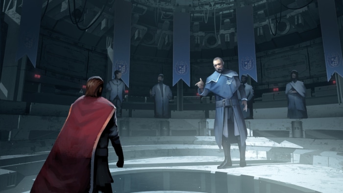 Star Dynasties characters in a council chamber