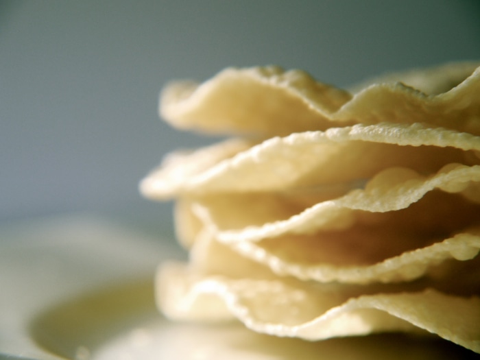 Stack of fried poppadoms