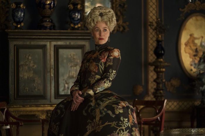 Gillian Anderson in a floral dress