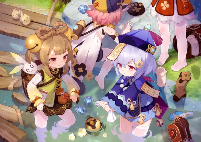 Yaoyao, Diona, Klee, and Qiqi from Genshin Impact